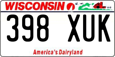 WI license plate 398XUK