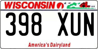 WI license plate 398XUN