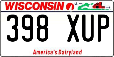 WI license plate 398XUP