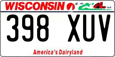 WI license plate 398XUV