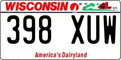 WI license plate 398XUW