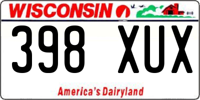 WI license plate 398XUX