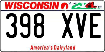 WI license plate 398XVE