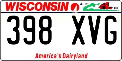WI license plate 398XVG