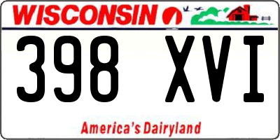 WI license plate 398XVI