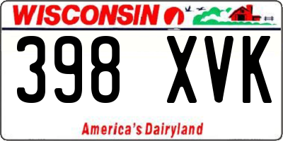 WI license plate 398XVK