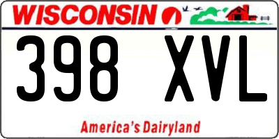 WI license plate 398XVL