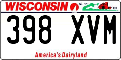 WI license plate 398XVM