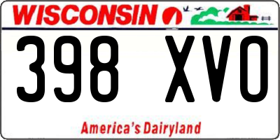 WI license plate 398XVO