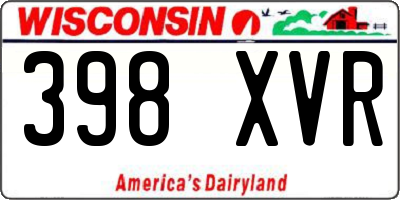 WI license plate 398XVR