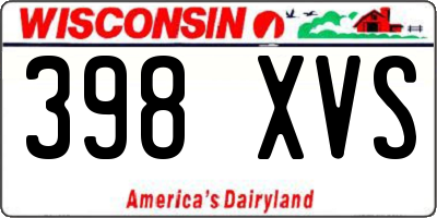 WI license plate 398XVS