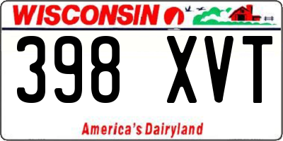 WI license plate 398XVT