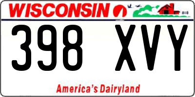 WI license plate 398XVY