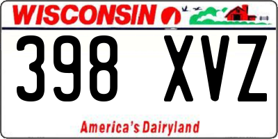 WI license plate 398XVZ