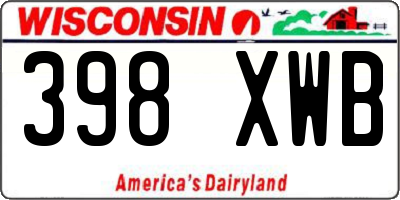 WI license plate 398XWB