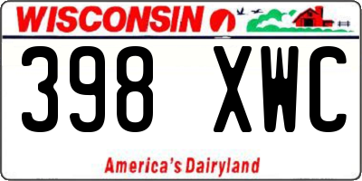 WI license plate 398XWC