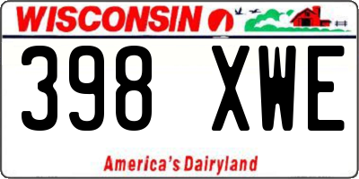 WI license plate 398XWE