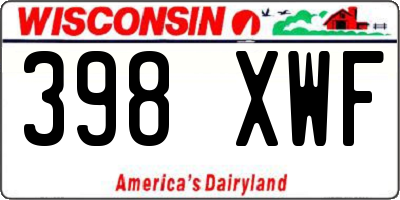 WI license plate 398XWF