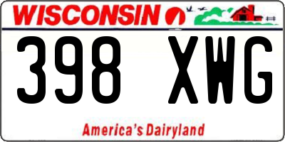 WI license plate 398XWG