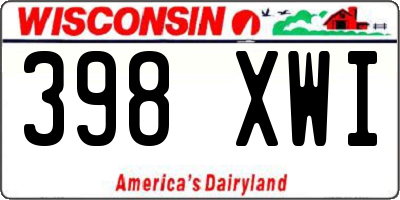 WI license plate 398XWI