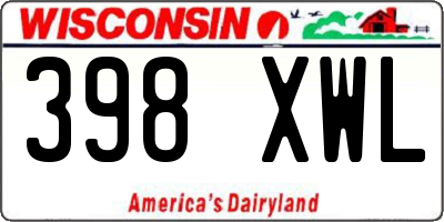 WI license plate 398XWL