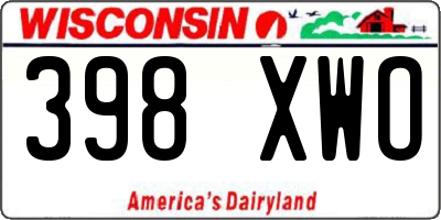 WI license plate 398XWO