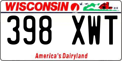WI license plate 398XWT