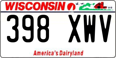 WI license plate 398XWV