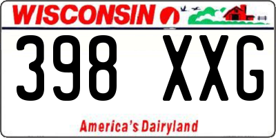 WI license plate 398XXG
