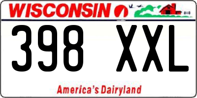 WI license plate 398XXL
