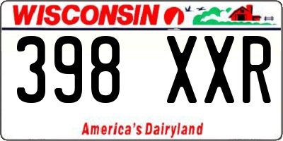 WI license plate 398XXR