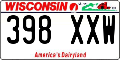 WI license plate 398XXW