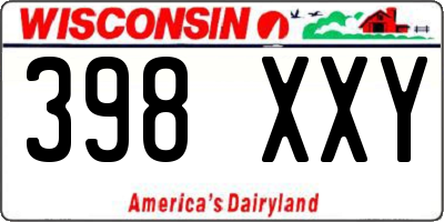 WI license plate 398XXY