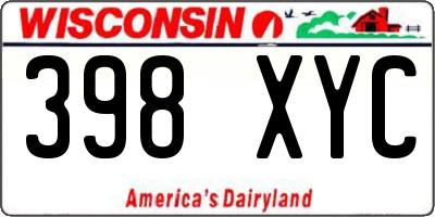 WI license plate 398XYC