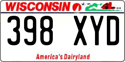 WI license plate 398XYD
