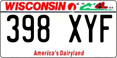 WI license plate 398XYF