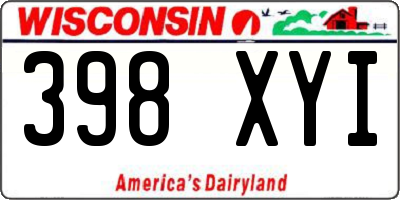 WI license plate 398XYI