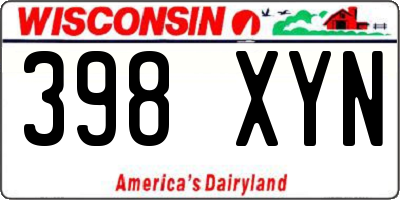 WI license plate 398XYN