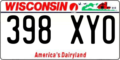 WI license plate 398XYO