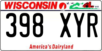 WI license plate 398XYR