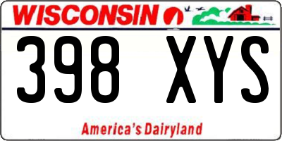 WI license plate 398XYS