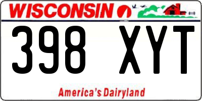 WI license plate 398XYT