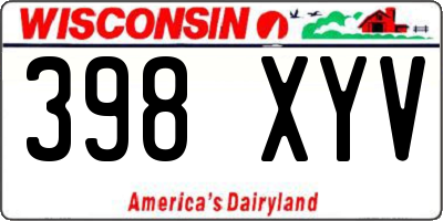 WI license plate 398XYV