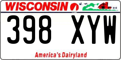 WI license plate 398XYW