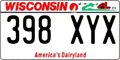 WI license plate 398XYX