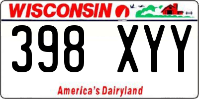 WI license plate 398XYY