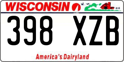 WI license plate 398XZB