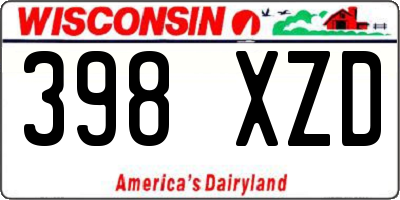 WI license plate 398XZD