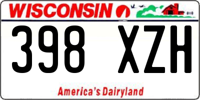 WI license plate 398XZH