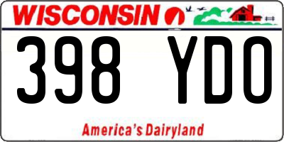 WI license plate 398YDO